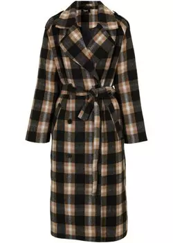 Клетчатое пальто из искусственной шерсти Bpc Bonprix Collection, черный