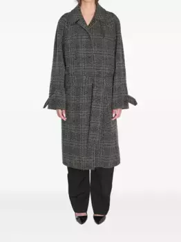 Клетчатое пальто One Layer с поясом BALENCIAGA, черный