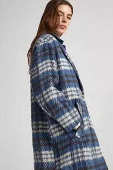 Клетчатое пальто с двойными лацканами Pepe Jeans London, черный