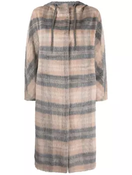 Клетчатое пальто с капюшоном Fabiana Filippi, серый