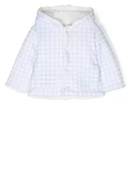 Клетчатое пальто с капюшоном Patachou, синий