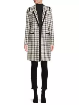 Клетчатое пальто с открытым передом Tommy Hilfiger, цвет Ivory Black