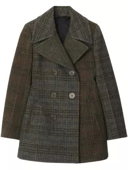 Клетчатое пальто в технике пэчворк Burberry, коричневый
