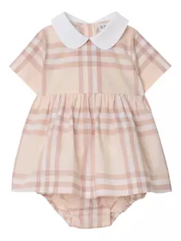 Клетчатое платье Burberry Kids, нейтральный