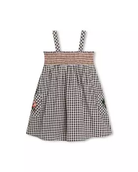 Клетчатое платье для девочки на бретелях Kenzo Kids, серый