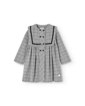 Клетчатое платье для девочки с длинными рукавами Charanga, серый