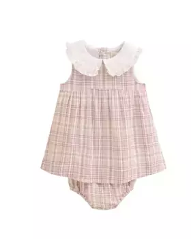 Клетчатое платье для девочки с трусиками в тон Dadati, цвет Rosa