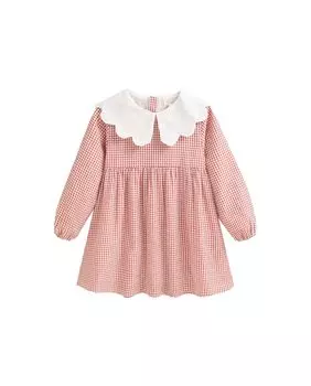 Клетчатое платье для девочки с воротником Питера Пэна Dadati, красный