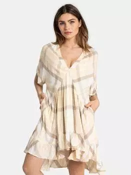 Клетчатое платье миди agnes Free People, бежевый