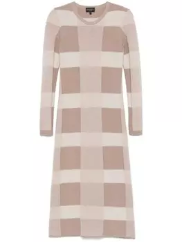 Клетчатое платье миди Emporio Armani, нейтральный цвет