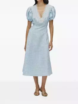 Клетчатое платье миди Sleeper, синий