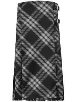Клетчатое платье мини с запахом BURBERRY, черный