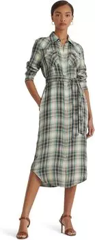 Клетчатое платье-рубашка из твила LAUREN Ralph Lauren, цвет Blue/Green Multi