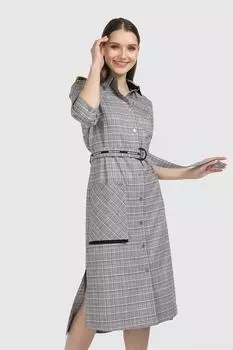 Клетчатое платье с разрезами по бокам Helmidge, черный