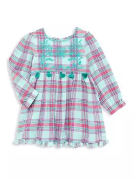 Клетчатое платье с вышивкой подсолнухами для маленьких девочек и девочек Peek, разноцветный