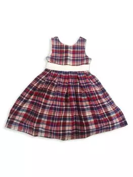 Клетчатое платье трапециевидной формы для маленьких девочек и девочек Joe-Ella, красный