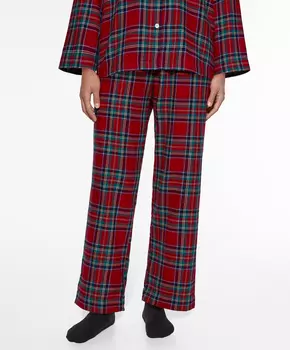 Клетчатые брюки из 100% хлопка Oysho, красный