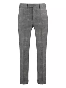 Клетчатые брюки из смесовой шерсти PT Torino, серый