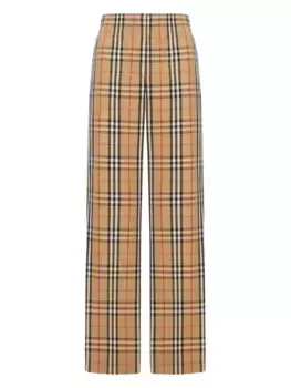 Клетчатые брюки с эластичным поясом BURBERRY, нейтральный