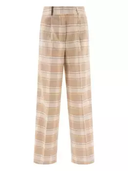 Клетчатые брюки со складками спереди Peserico, нейтральный