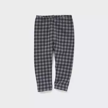 Клетчатые флисовые леггинсы UNIQLO, серый
