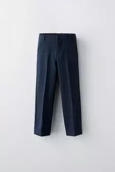 Клетчатые костюмные брюки ZARA, темно-синий