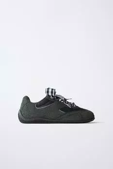 Клетчатые кроссовки ZARA, антрацитовый серый