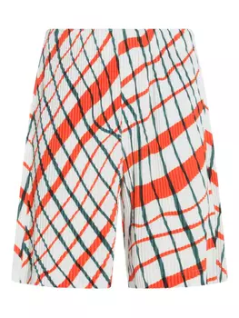 Клетчатые плиссированные шорты Homme Pliss Issey Miyake, белый