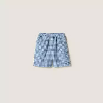 Клетчатые поплиновые боксеры Miu Miu, синий