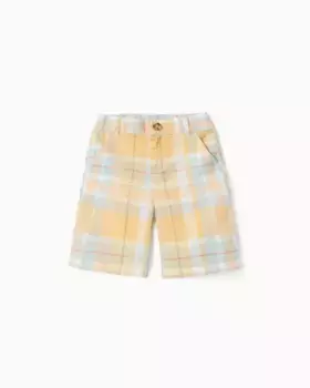 Клетчатые шорты-бермуды для мальчиков со шлевками на талии Zippy, жёлтый