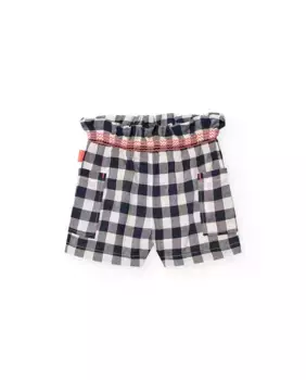 Клетчатые шорты для девочек с эластичной талией Boboli, тёмно-синий