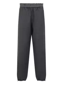 Клетчатые спортивные брюки с эластичной талией MIU MIU, серый