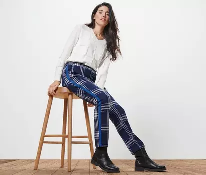 Клетчатые спортивные брюки Tchibo, сине-белая клетчатая