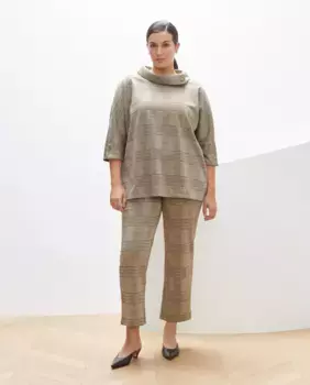 Клетчатые трикотажные леггинсы Couchel, коричневый