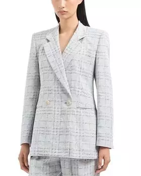 Клетчатый блейзер Emporio Armani, серый