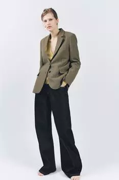 Клетчатый блейзер из коллекции zw ZARA, цвет Brown/Green