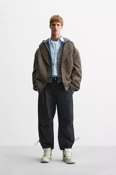 Клетчатый блейзер oversize fit ZARA, коричневый