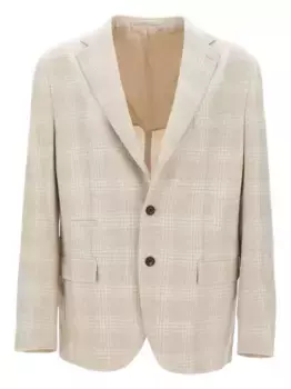 Клетчатый блейзер с узкими лацканами Eleventy, нейтральный