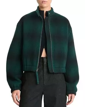 Клетчатый бомбер Vince Shadow, зеленый