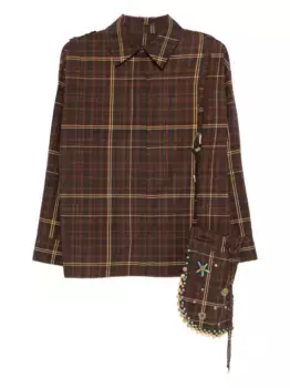 Клетчатый декорированный топ Athelia SIEDRES, коричневый