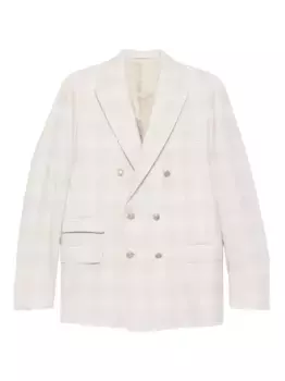 Клетчатый двубортный костюм Eleventy, нейтральный