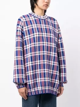 Клетчатый джемпер из шерсти мериноса VETEMENTS, синий