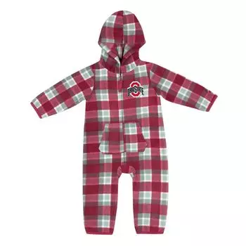 Клетчатый джемпер с капюшоном Infant Colosseum Scarlet/Grey Ohio State Buckeyes Farays и молнией во всю длину Colosseum