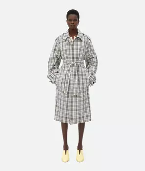 Клетчатый хлопковый тренчкот Bottega Veneta
