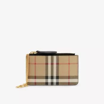 Клетчатый холщовый футляр для монет Kelbrook Burberry, коричневый