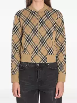 Клетчатый кардиган на молнии BURBERRY, коричневый