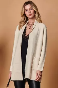 Клетчатый кардиган с шалевым воротником Jolie Moi, коричневый