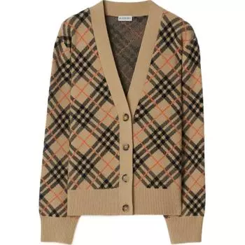 Клетчатый кашемировый кардиган Burberry, Sand