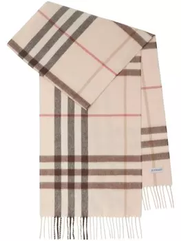 Клетчатый кашемировый шарф Burberry, нейтральный цвет