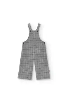 Клетчатый комбинезон для девочки с бретелями Charanga, серый